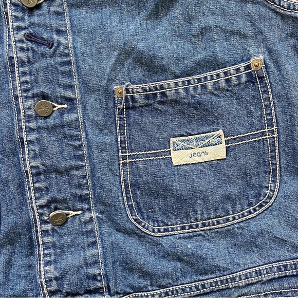 calvin klein denim collared vest linen blend size L - Picture 2 of 7